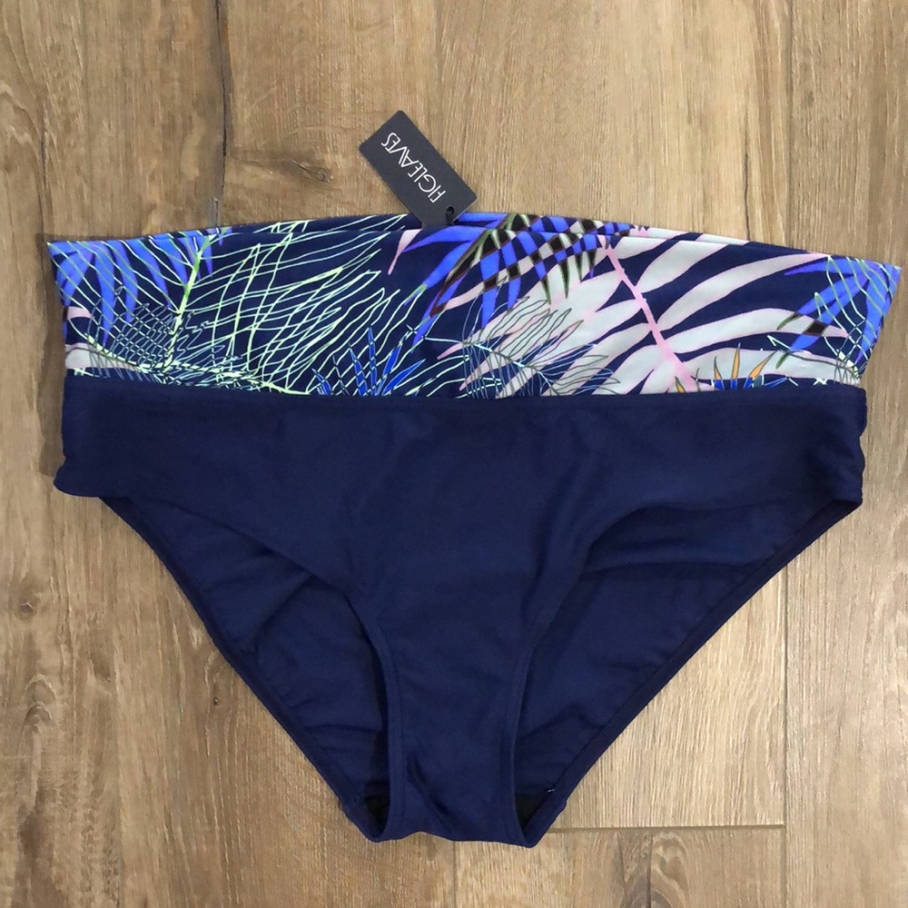 NWT! - FIGLEAVES Ultraviolet Palm Fold Bikini Swim Brief Bottom